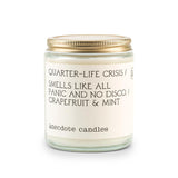 ‘Quarter-Life Crisis’ Coconut Soy Wax Candle Jar | Premium Hand Poured & Long Burning | Grapefruit & Mint Scent | Phthalate-Free | For Home, Office, Gift - 7.8 Oz