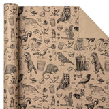 Kraft Animal Wrapping Paper Roll - Mini Roll - 17 Inch X 16.5 Feet - Vintage Funny Trash Friends Opossum Rat Crow Cat Skunk Mouse Design Perfect For Birthday, Party, Holiday