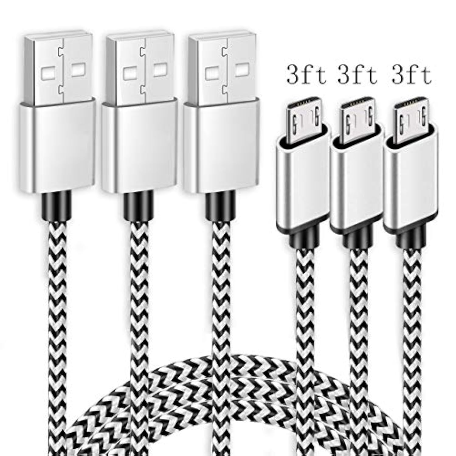 Kindle Fast Charging Cord, 3Pack 3Ft Micro Usb Android Charger Cable Quick Charge For Amazon Fire Hd 6 7 8 10(1St-8Th Gen) Hdx 8.9" 9.7" Tablets And E-Reader(3Rd-11Th Gen), Lg G3 G4,Stylo 2 3 Phone