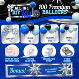 All-in-One Blue & Black Balloon Arch Kit – Navy, Royal, Silver Balloons for Party Decor