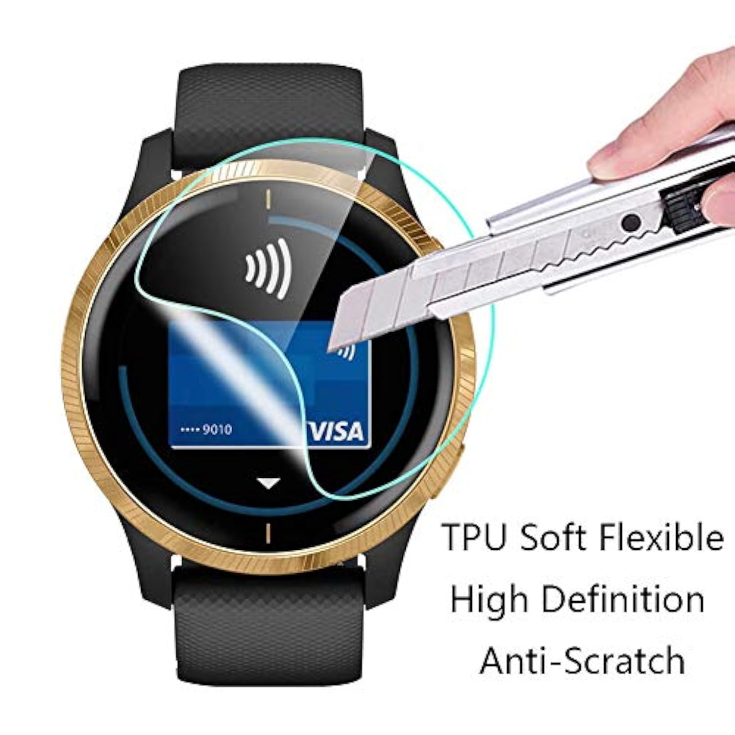 Watch Screen Protector (4+1Pack) Compatible For Garmin Venu, Film Anti-Scratch High Definition Full Coverage And Soft Tpu Protective Case