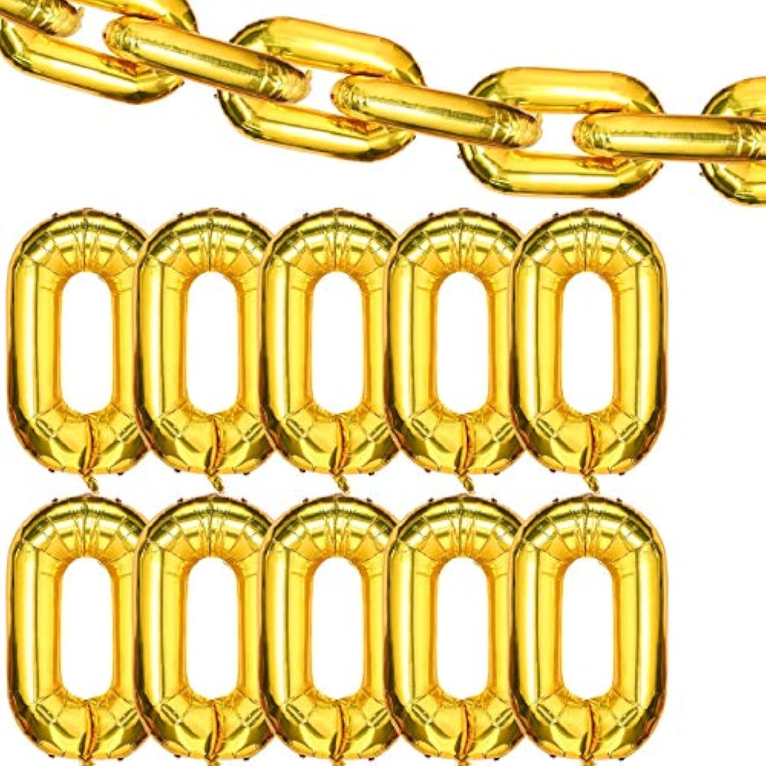 24 Pieces Chain Balloons 16 Inch Foil 90S Balloons Hip Hop Party Decorations Jumbo Chain Link For 80S 90S Hip Hop Retro Theme Birthdays Graduations Weddings Arch Supplies(Gold)