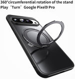 Pixel 9 Pro XL Clear Case, MagSafe, 360° Ring Kickstand, Transparent - Black