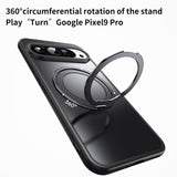 Pixel 9 Pro XL Clear Case, MagSafe, 360° Ring Kickstand, Transparent - Black