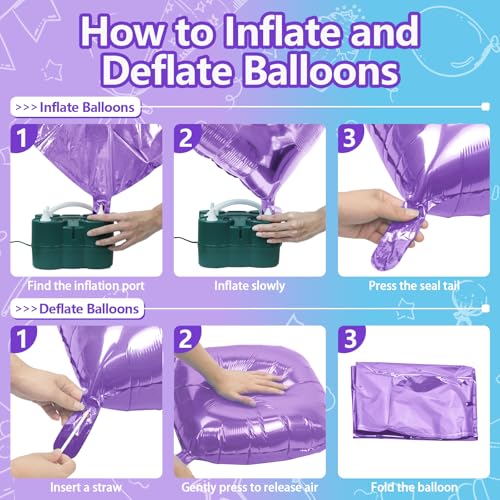 25PCS Light Purple and Pearl Blue Square Foil Balloons Wall Backdrop