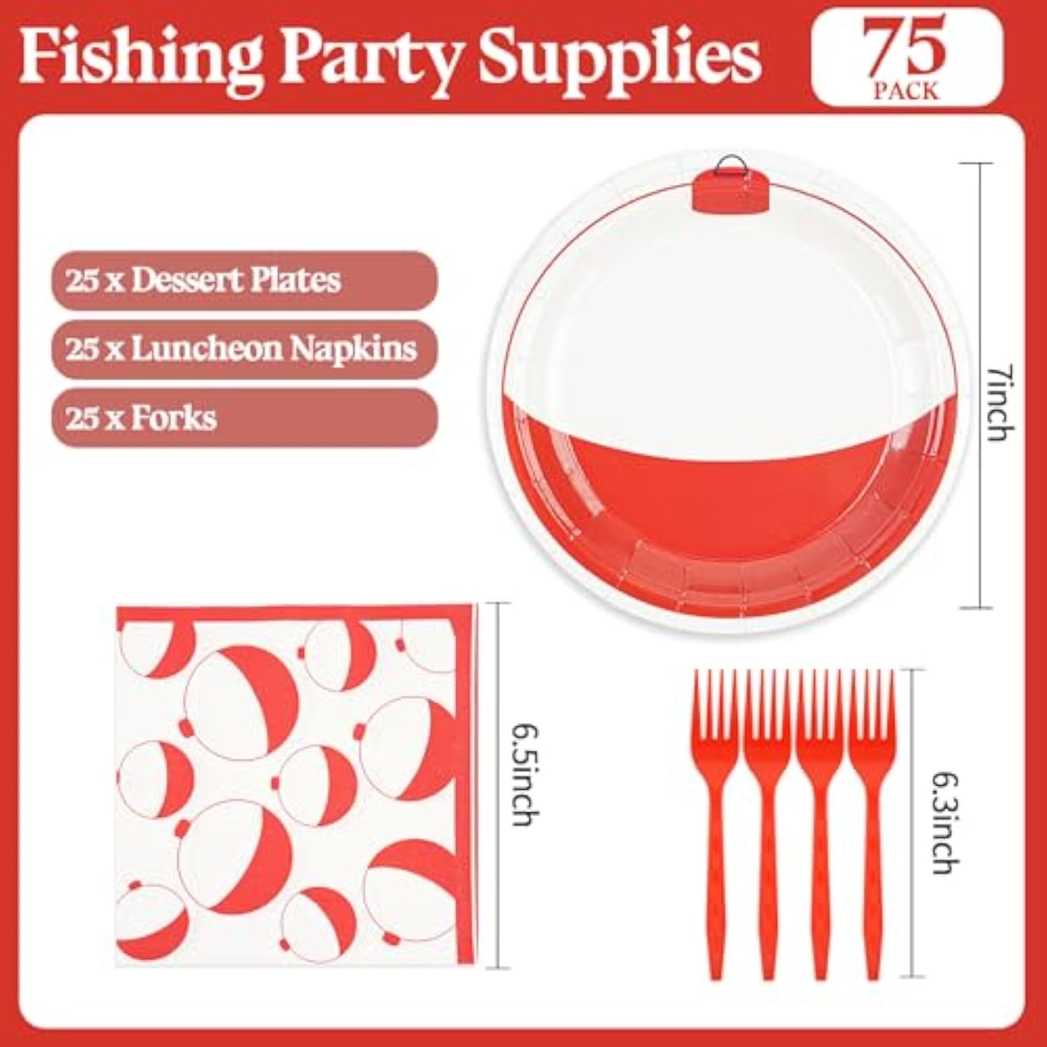 75Pcs Gone Fishing Plates And Napkins Party Decorations, 7Inch Fishing Paper Plates Disposable Tableware Set For Fish Themed Birthday Baby Shower Party Favor Supplies