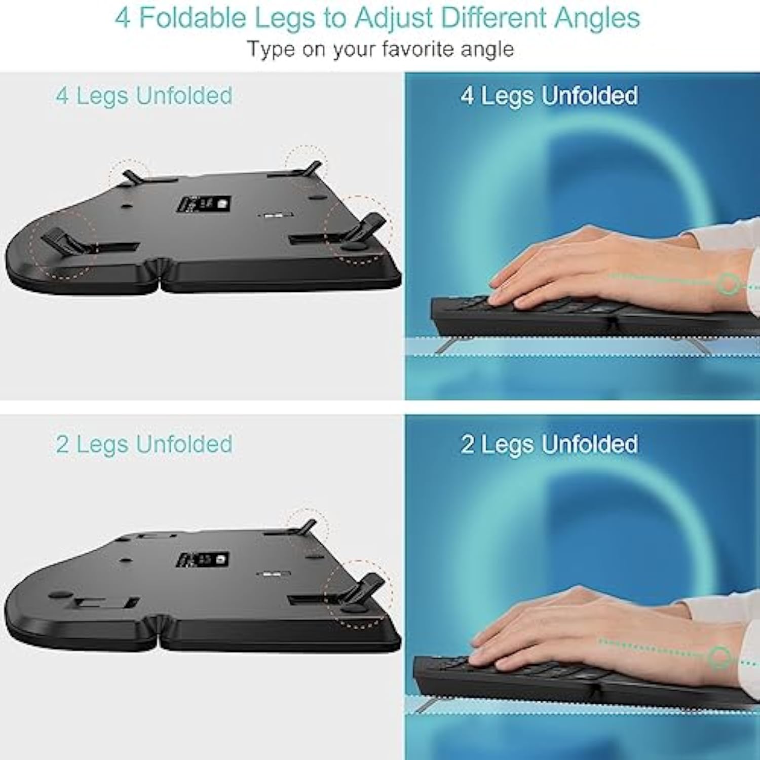 Split Ergonomic Keyboard With Cushioned Wrist And Palm Rest, 2.4G Usb Wireless