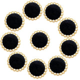 10Pcs Round Shank Buttons For Sewing Black Velvet Gold Button Crafts C