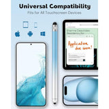 2-Pack Dual-End Stylus Pen for iPhone, iPad, Android, Tablets Pink & Purple