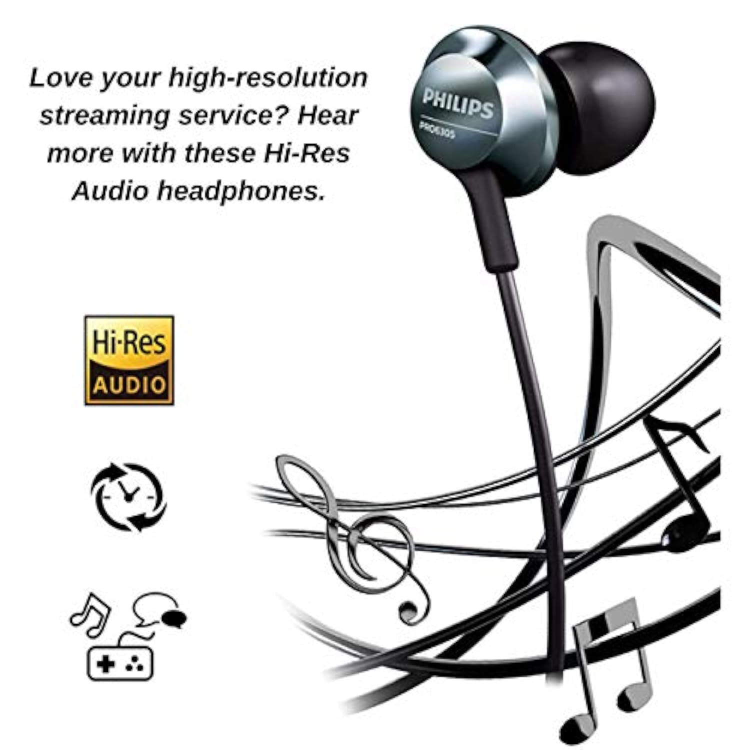 PHILIPS Pro Wired Earbuds, in Ear Headphones with Mic Powerful Bass, Hi-Res Au