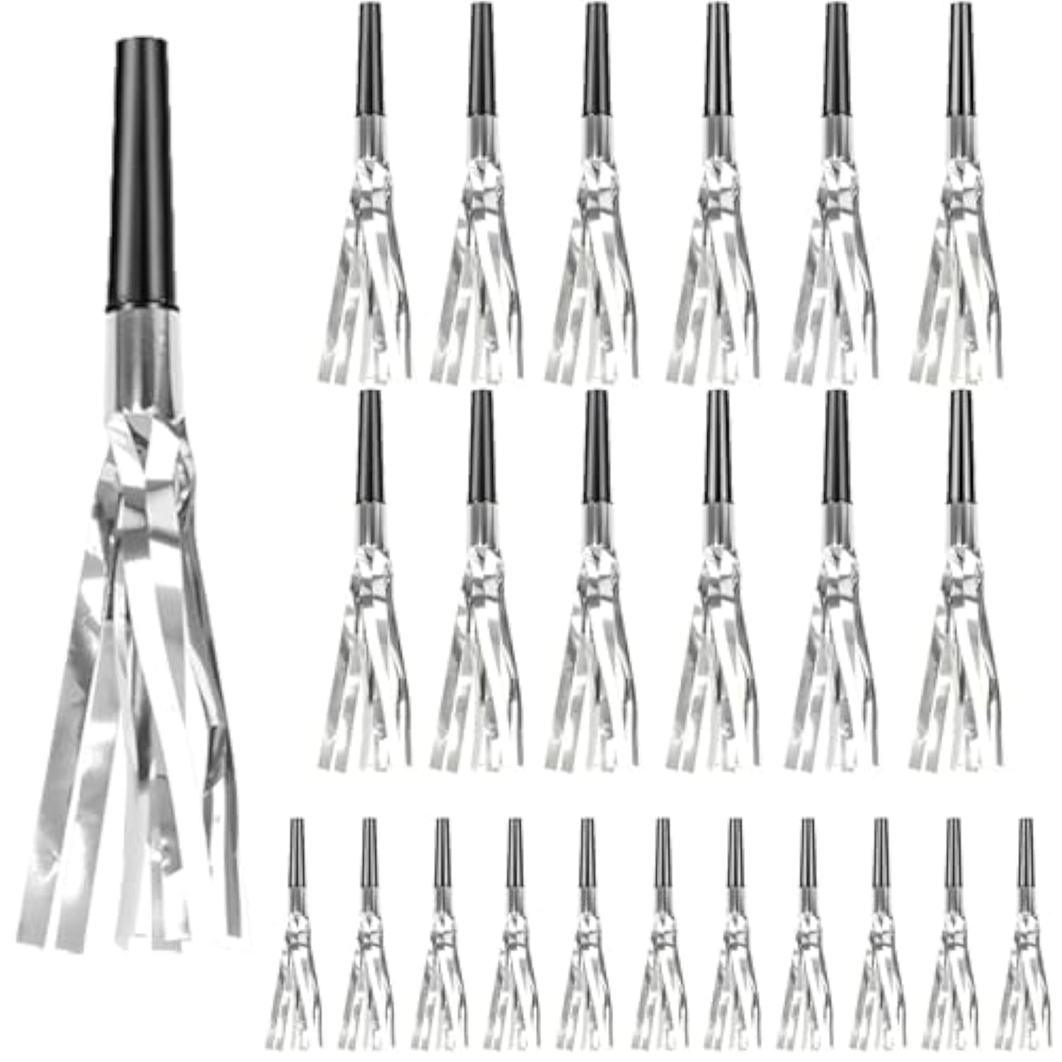 24Pcs New Year Party Blowers Silver Glitter Noise Makers for Events