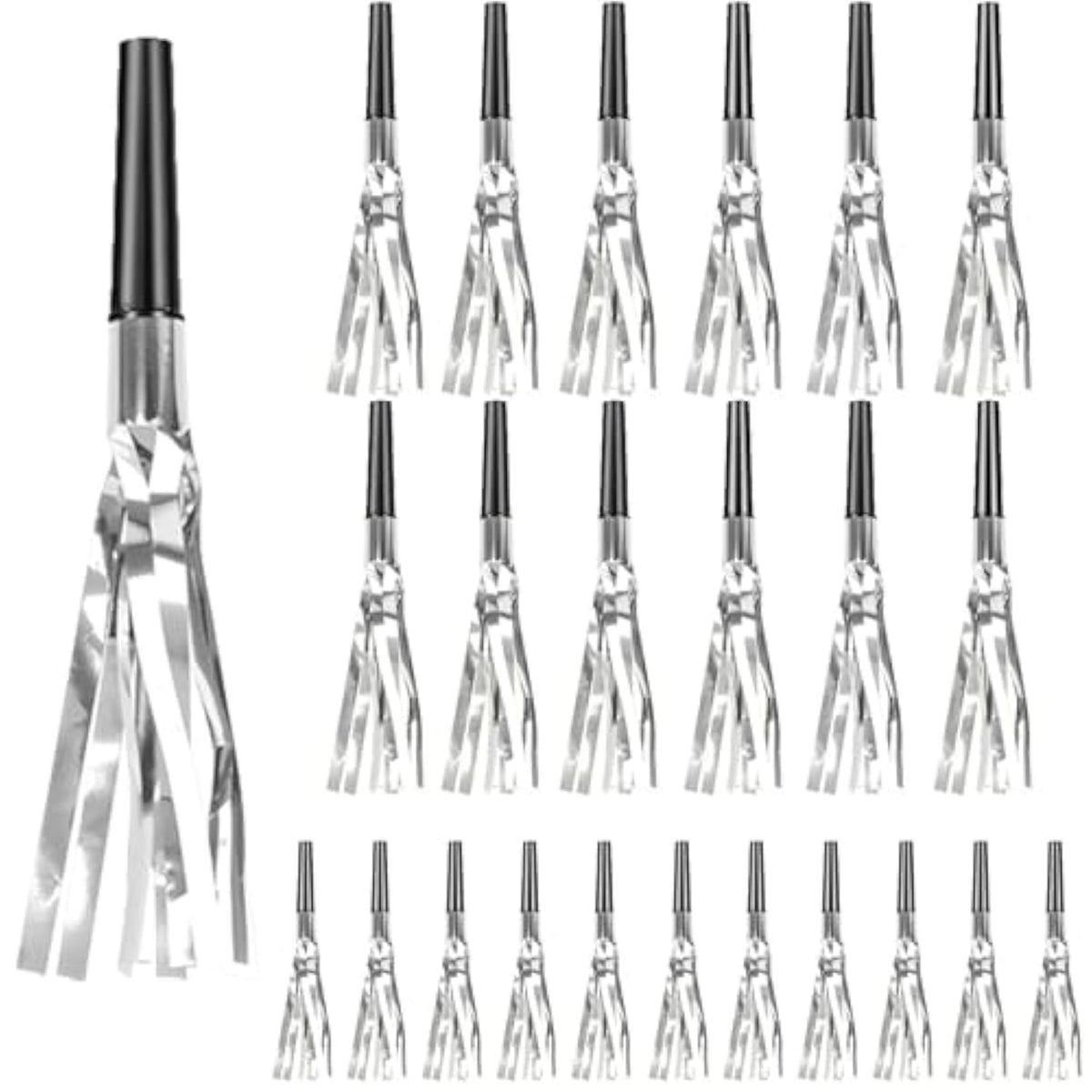 24Pcs New Year Party Blowers Silver Glitter Noise Makers for Events