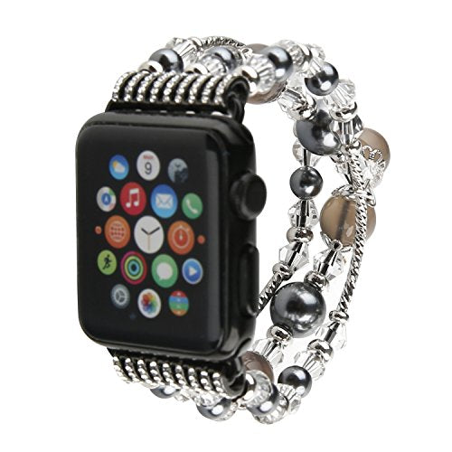 Bracelet Band Beaded Compatible with  Watch 38/40/41mm Women, Fashion Elastic Stretch Strap Bands for iWatch Series SE/9/8/7/6/5/4/3/2/1