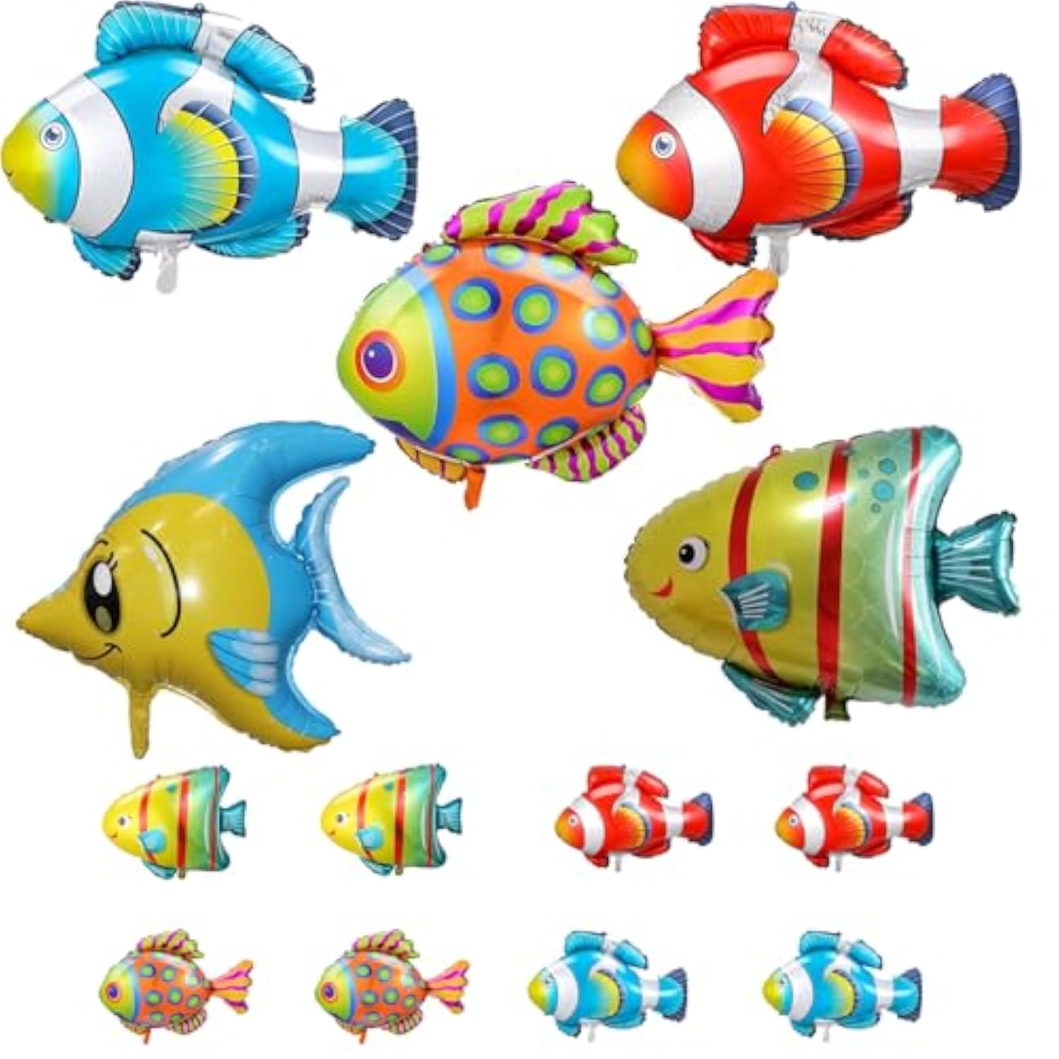 13Pcs Tropical Fish Balloons Set Ocean Animal Balloons Under The Sea Clownfish Tropical Fish Bubble Fish Foil Balloons Sea Animal Creature Balloons For Ocean Themed Party Decorations