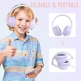 L22 Wired Headphones For Kids Girls Boys Women With Microphone, Foldable Stere