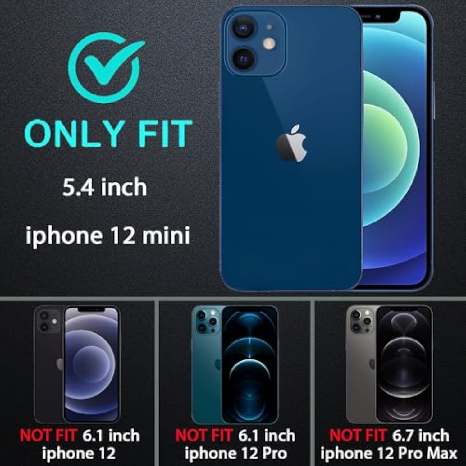 For Iphone 12 Mini Case, Military Grade 3 In 1 Heavy Duty Shockproof/Drop Proof/Dust Proof Case With 2Pcs Tempered Glass Screen Protector (Black/Grey)