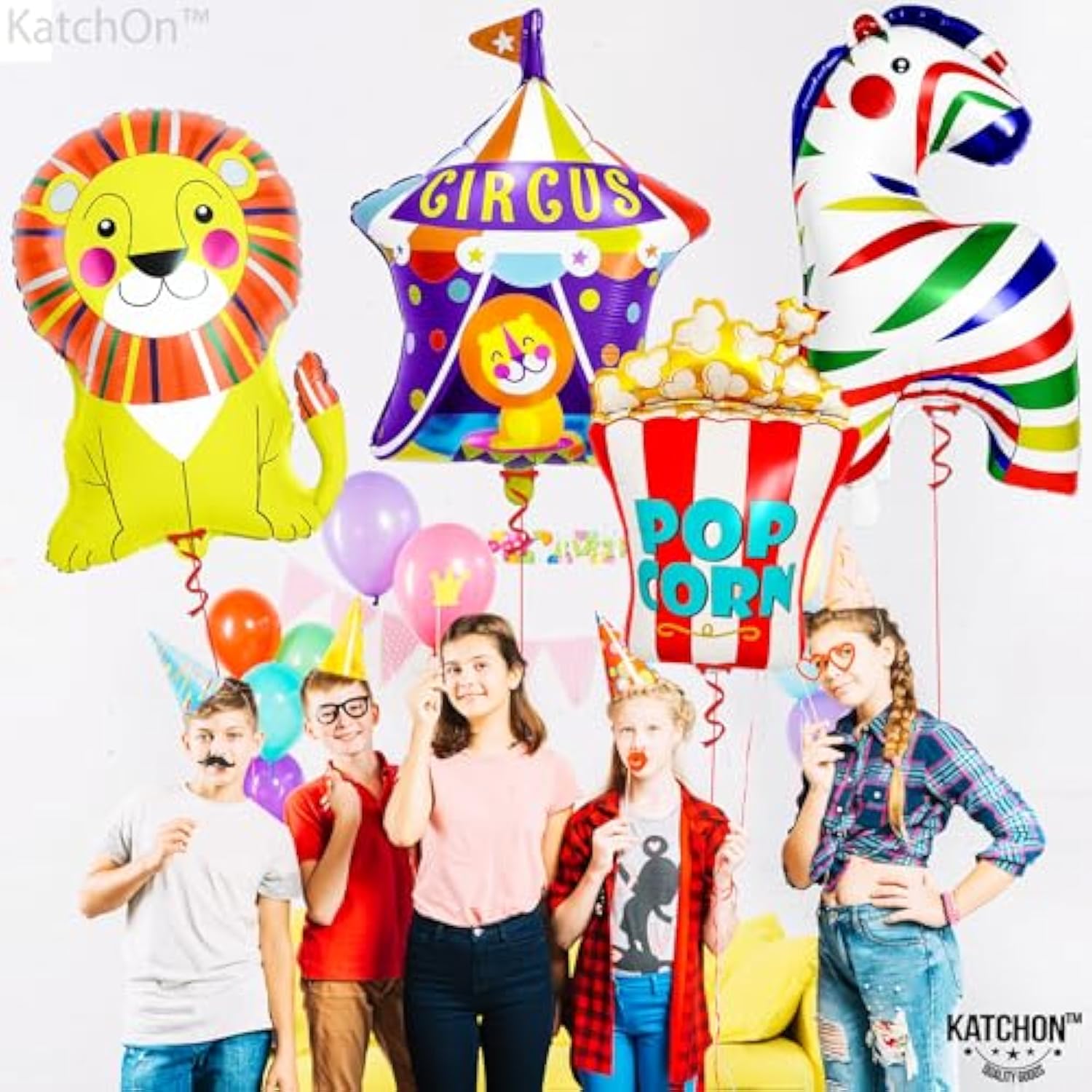 , Xtralarge, Carnival Balloons - 4Pcs | Carnival Theme Party Decorations | Circus Balloons For Carnival Decorations | Circus Birthday Party Decorations, Carnival Games