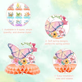 9Pcs Spring Honeycomb Table Centerpieces, Butterfly & Flower Design Honeycomb Center Pieces For Birthday Baby Shower Party Favors & Table Decor Supplies