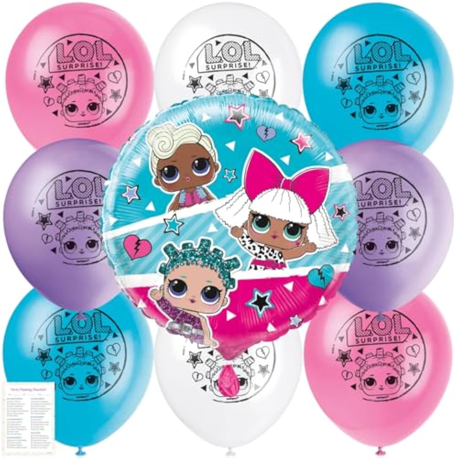LOL Balloons - LOL Birthday Party Decorations - Bundle with 8 Latex, 1 Foil and Checklist - Birthday Balloons - Party Decorations and Supplies