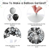 102PCS Black & Silver Balloon Garland Kit Party Decor for Birthday, Wedding, Shower and More