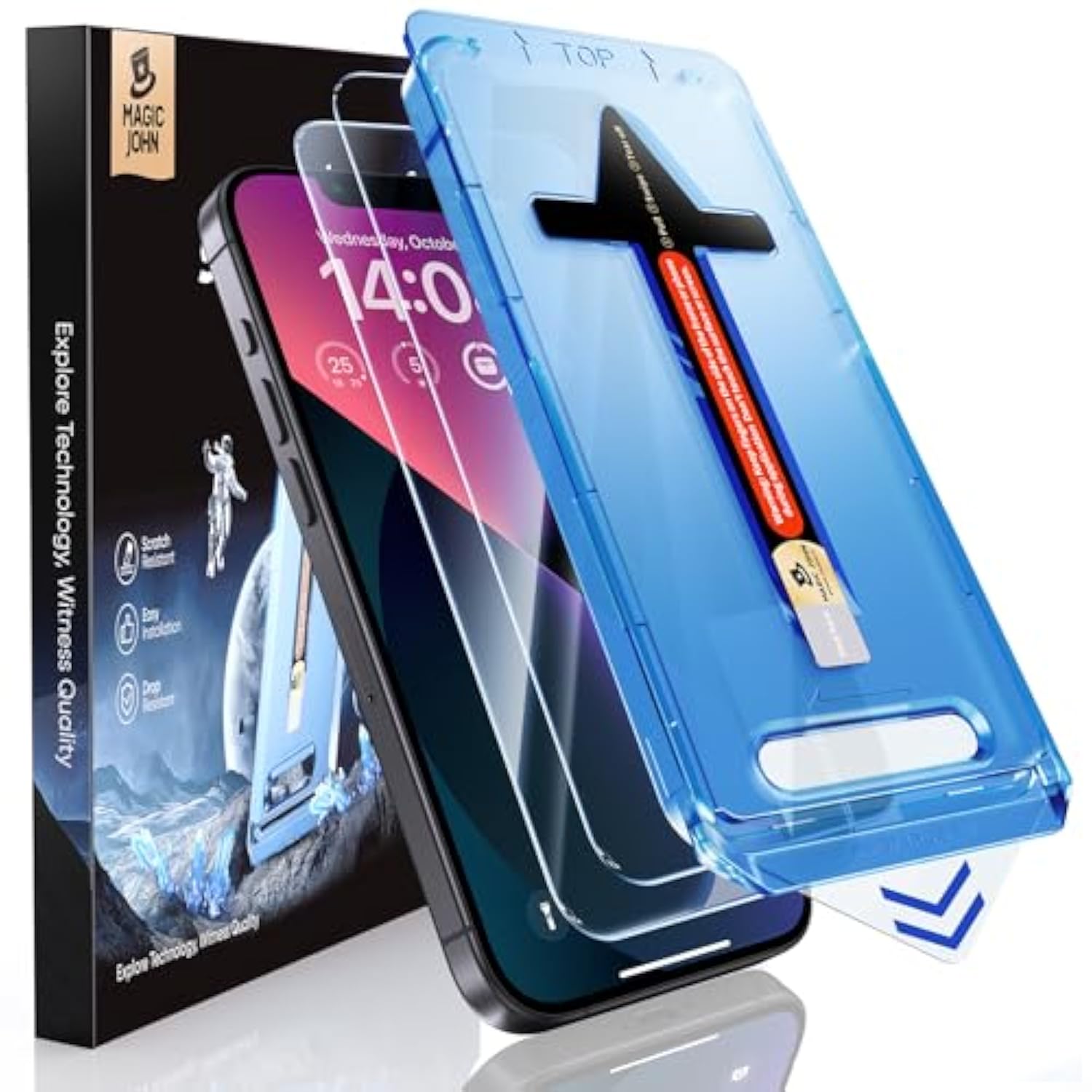 2 Pack For 13/14& 13 Pro 6.1 Inch Tempered Glass Screen Protector, Auto Dust-Elimination, Bubble Free, Hd Clear, Easy Installation