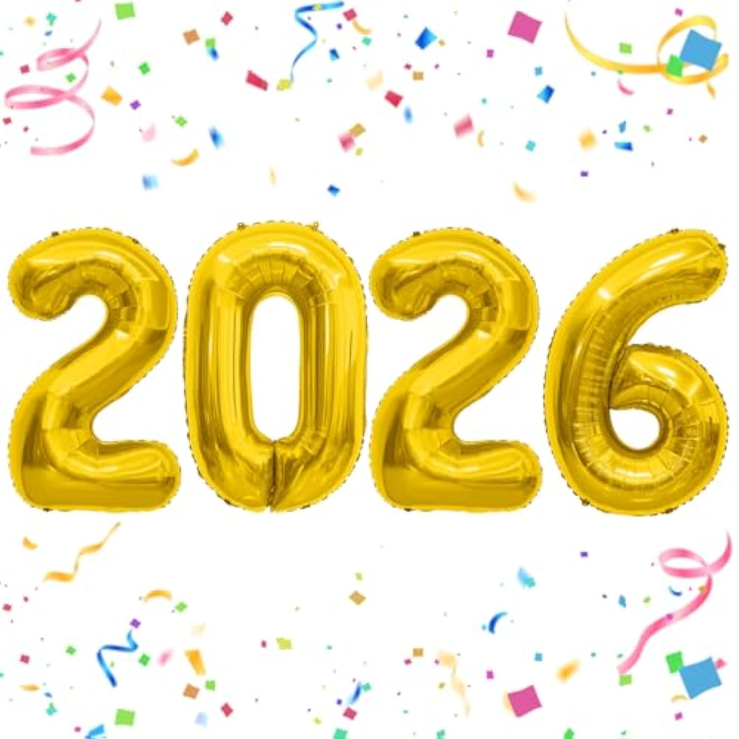 40in 2026 Gold Foil Number Balloons Happy New Year Party Decorations