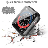 [2 Pack] Waterproof Black Hard Case With Tempered Glass Compatible With Apple Watch Se 2 (2024) Se Series 6 Series 5 Series 4 44Mm, Ultra-Thin Protective Cover For Iwatch Screen Protector