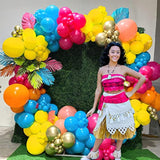 160pcs Hot Pink, Blue, Yellow & Orange Balloon Arch Kit – Tropical Summer Luau Party Decor
