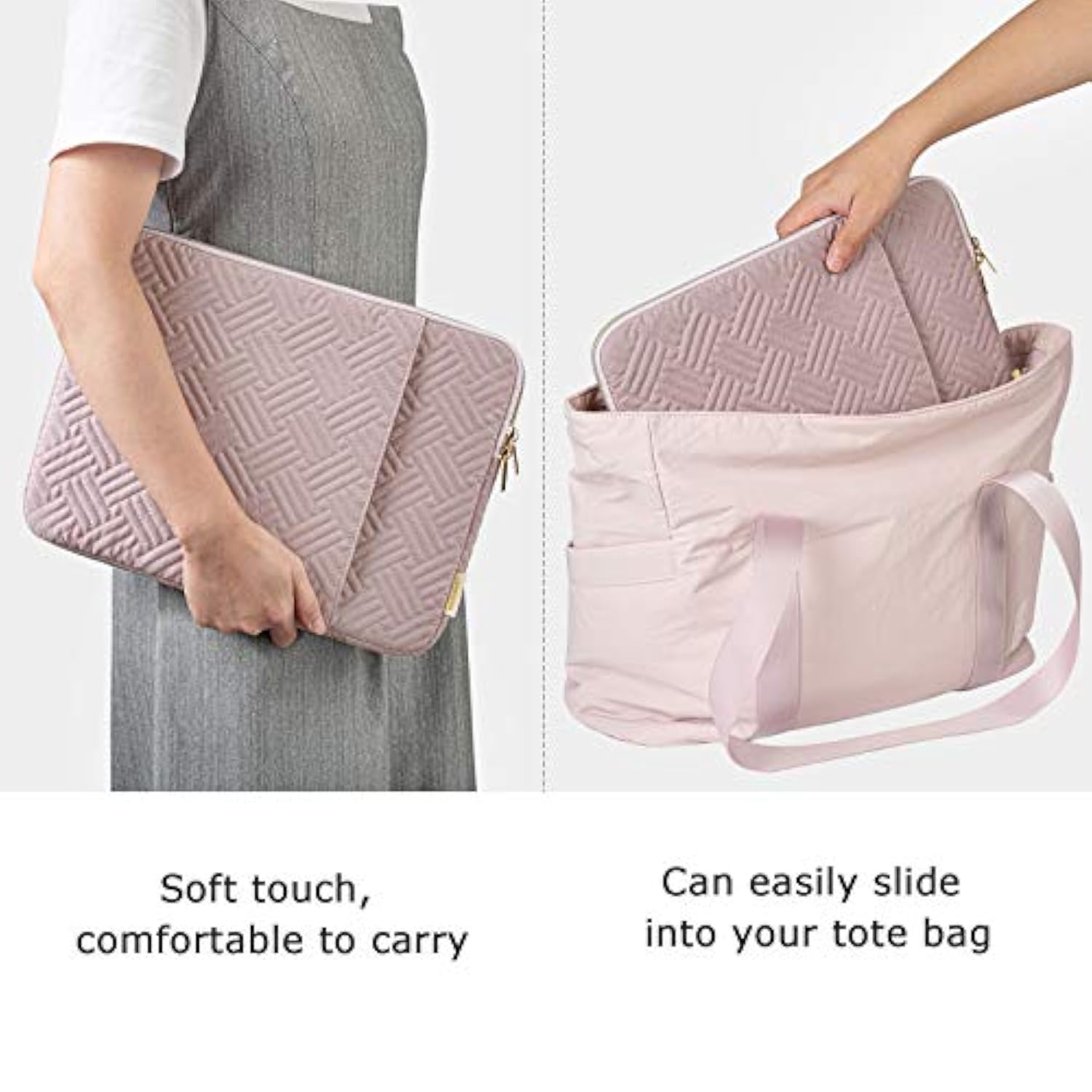 Bagsmart Laptop Sleeve Bag Compatible With Air/Pro, 13-13.3 Inch Notebook, Compatible With Pro 14 Inch, Air M2 Sleeve 13 Inch, Repellent Protective Case With Pocket, Pink