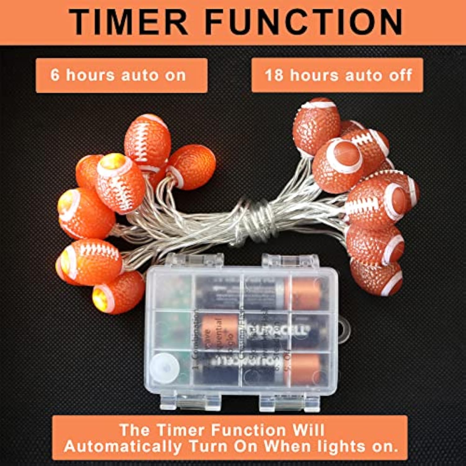 Small Football Decor String Lights, Battery Operated 6.6Ft 20Led 8 Mode With Timer Room Decorations For Boys Bedroom Or