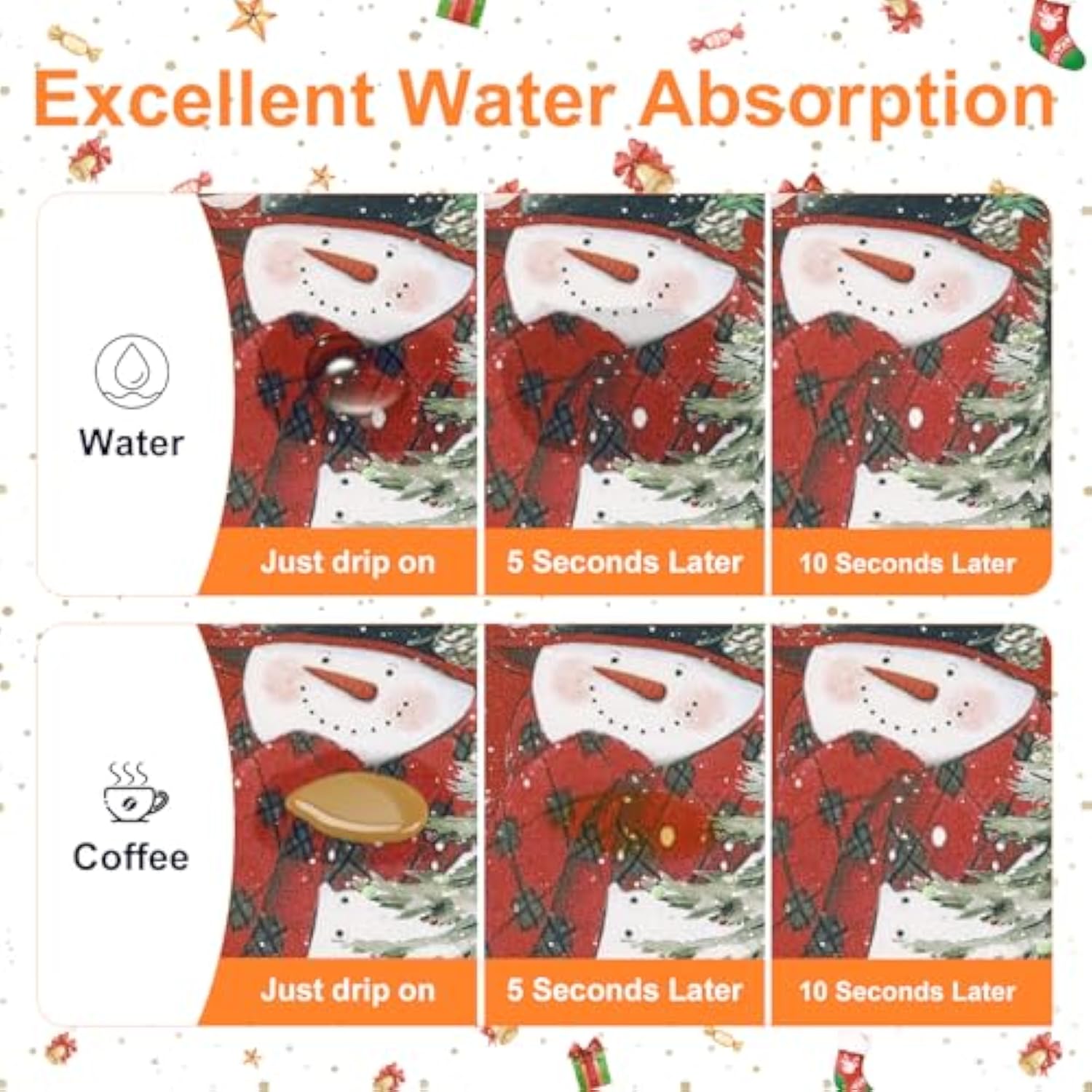 Christmas Dish Drying Mat For Kitchen Counter, 18"X24" Absorbent Snowman Drying Mat With Cardinal Birds Tree, Winter Merry Christmas Dish Rack Mat For Kitchen Counter Coffee Maker Decoration