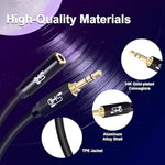 3.5Mm Cable Male To Female,Aux Cord Stereo Audio Extension Cable Gold Plated Metal Shell -Black 6Feet