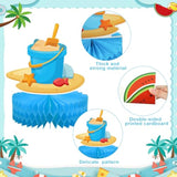 12Pcs Summer Beach Honeycomb Centerpieces Summer Pool Honeycomb Table Decorations Pools Party Tables Centerpieces Hawaiian Theme Birthday Table Topper For Pool Party Beach Favor Supplies