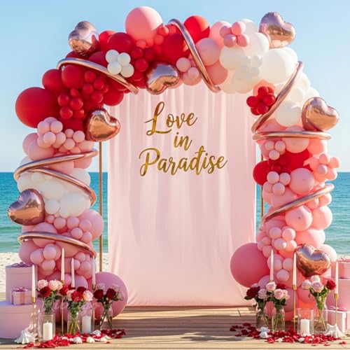 Valentine's Day Balloon Arch Kit, Red and Pink Balloons, 137 Pcs
