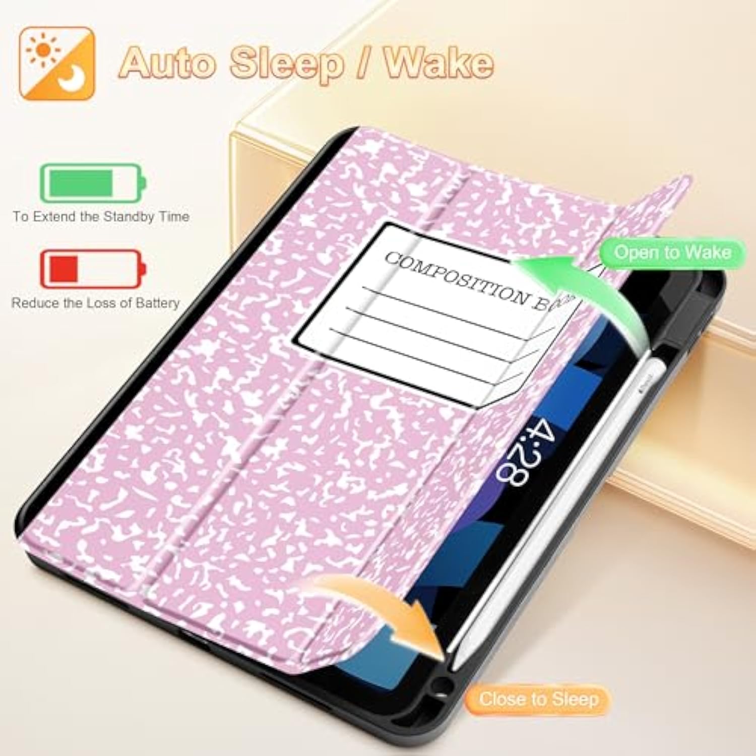 Case For Ipad Air 10.9 Inch 5Th Generation 2022 Release With Pencil Holder, Fu