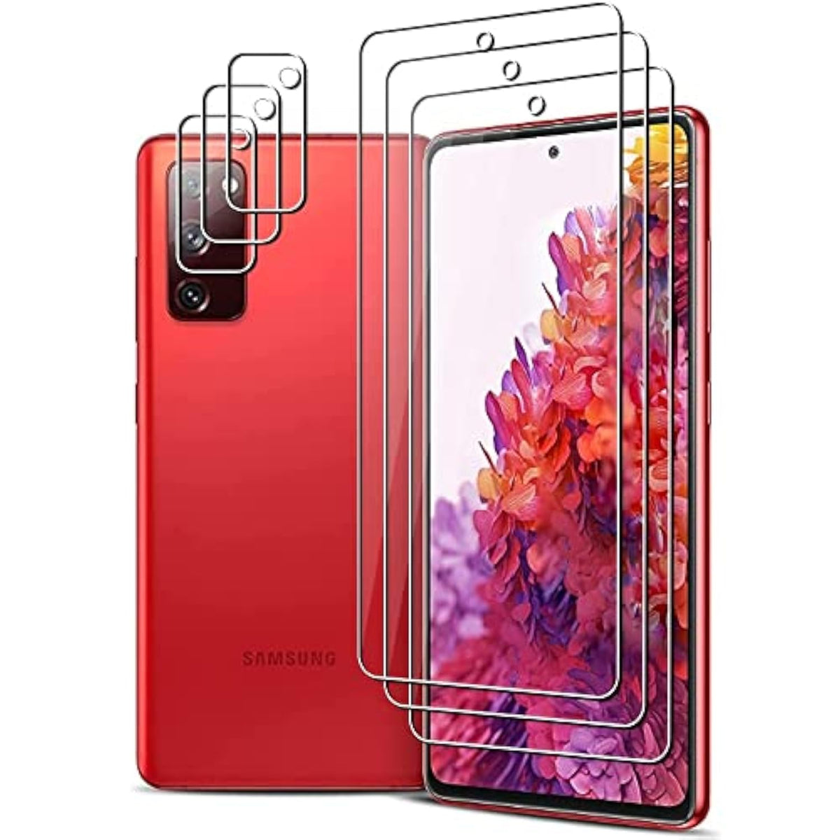 (3+3) For Samsung Galaxy S20 Fe 5G / 4G (3 Pack) Tempered Glass Screen Protector And (3 Pack) Camera Lens Protector, 9H Hardness, 2.5D, Anti Scratch, Hd Clear
