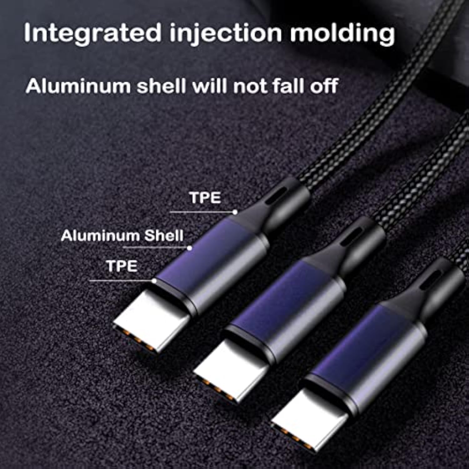Usb C Splitter Cable,Usb C Male To 3 Type-C Male Charge Cable,3 In 1 Nylon Bra