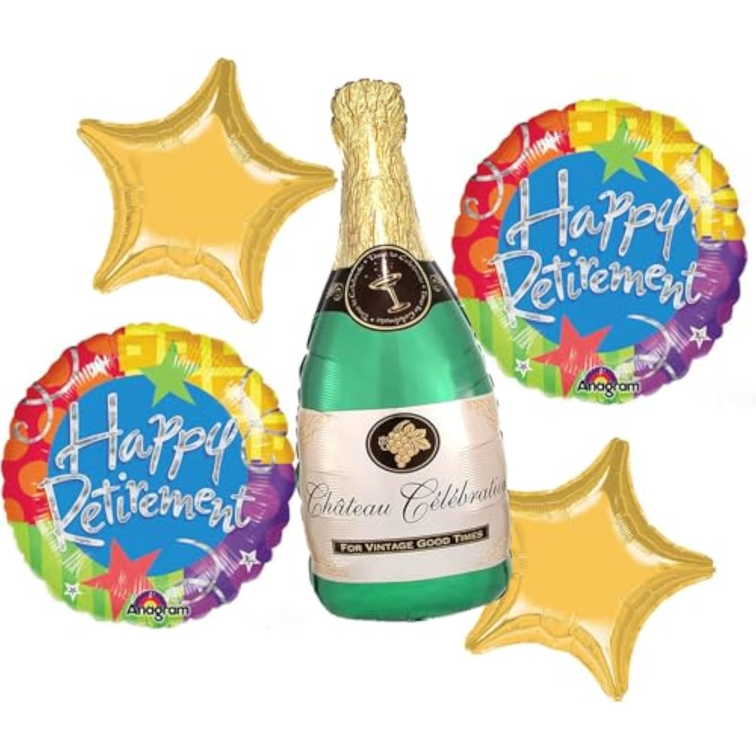 Anagram 22378 HAPPY Retirement Balloon Party Balloon Bouquet, Large, Multicolor, Pack of 1