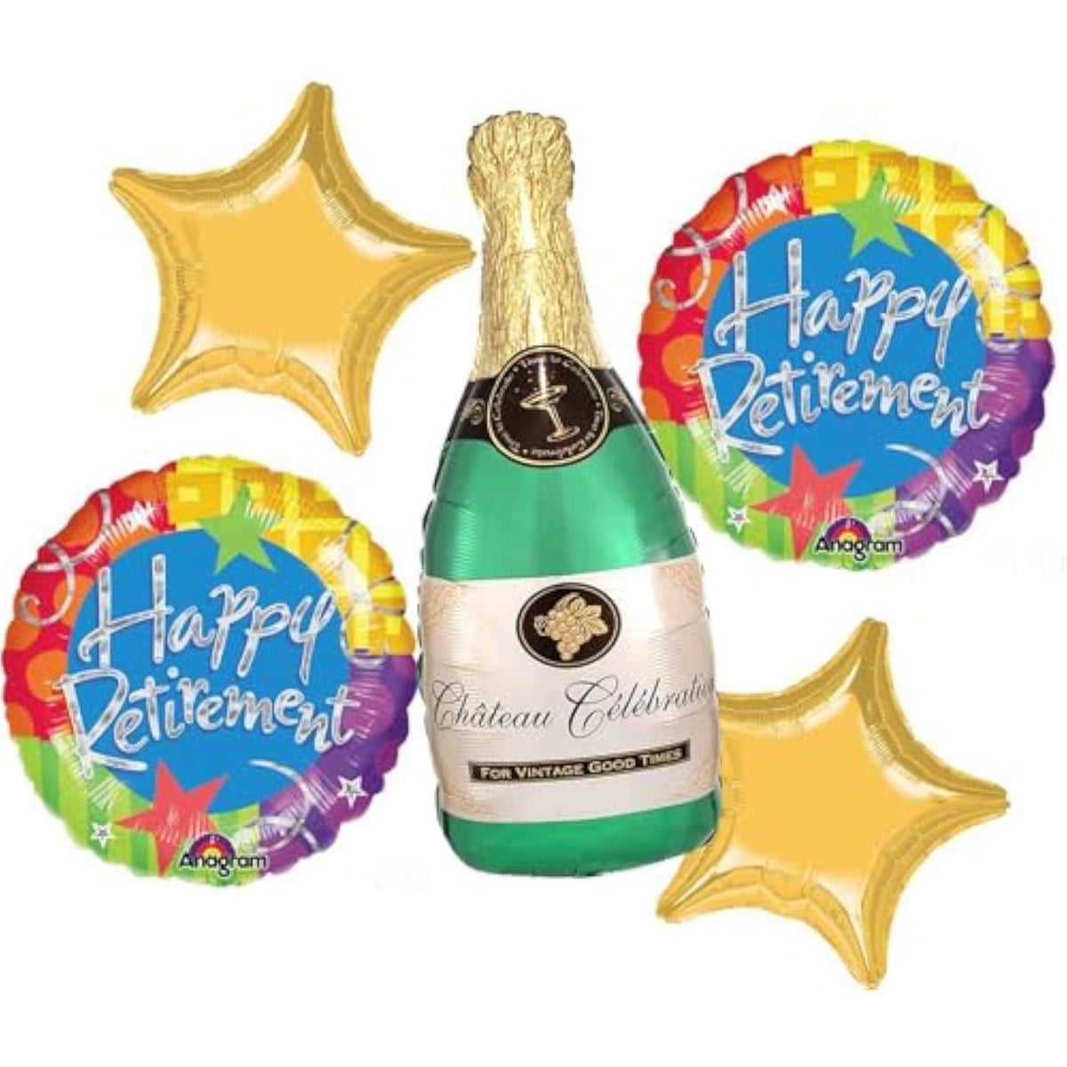 Anagram 22378 HAPPY Retirement Balloon Party Balloon Bouquet, Large, Multicolor, Pack of 1