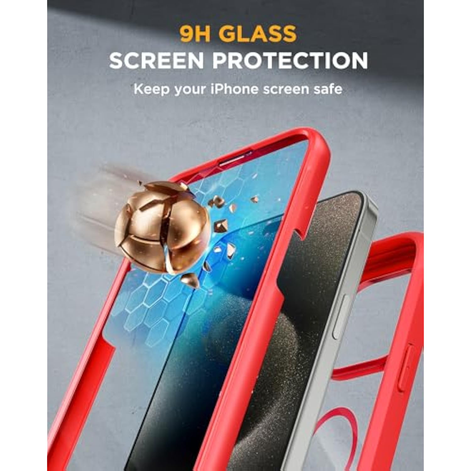Magnetic For Iphone 15 Pro Max Case 6.7'' [Compatible With Magsafe] Full-Body Military Drop Proof For Iphone 15 Promax Case With Built-In 9H Tempered Glass Screen Protector,Red