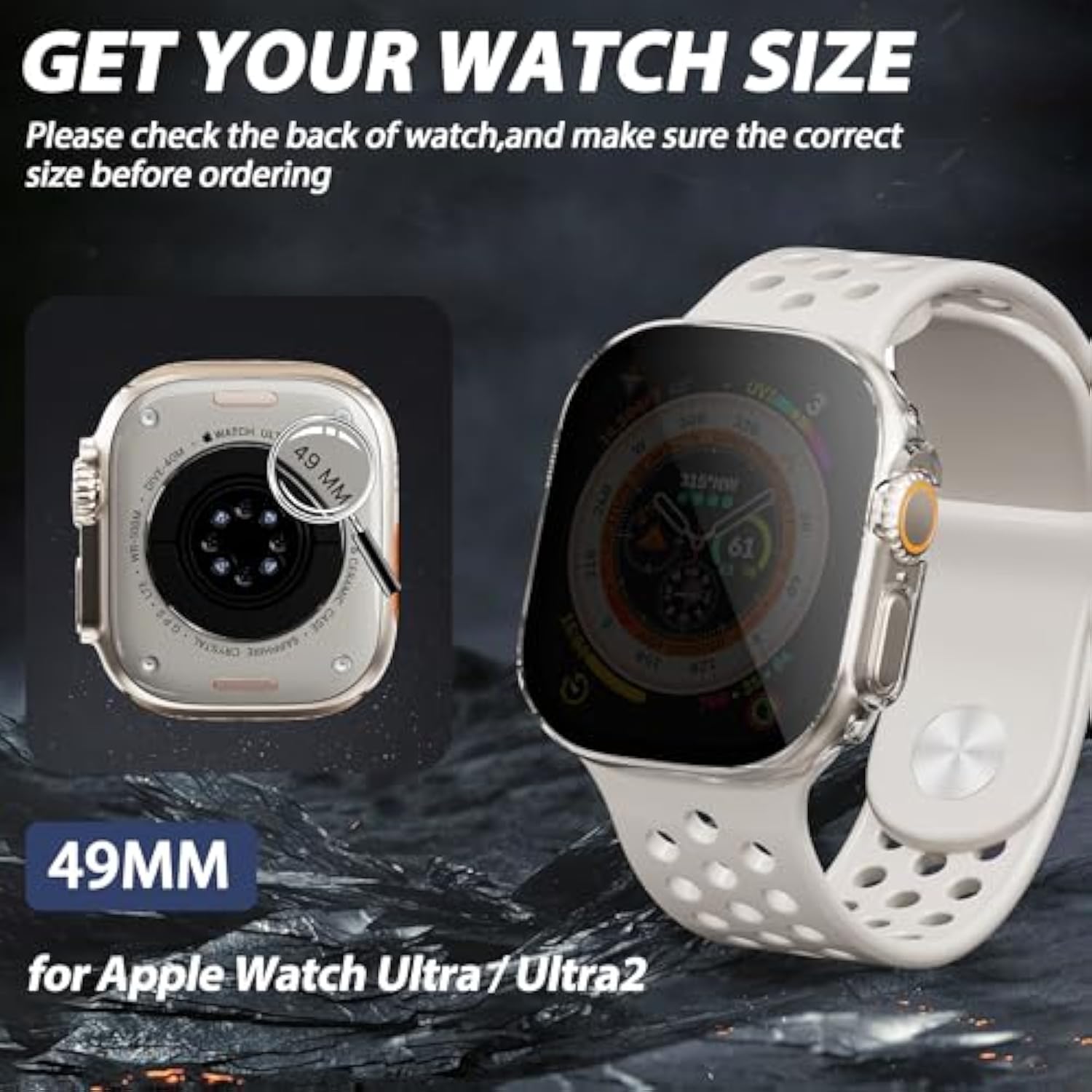 For Apple Watch Ultra/Ultra 2 Privacy Screen Protector Case 49Mm, [Anti-Peeping] Ultra-Thin Protective Bumper Cover For Apple Watch Ultra/Ultra 2 49Mm, 2 Pack, Clear