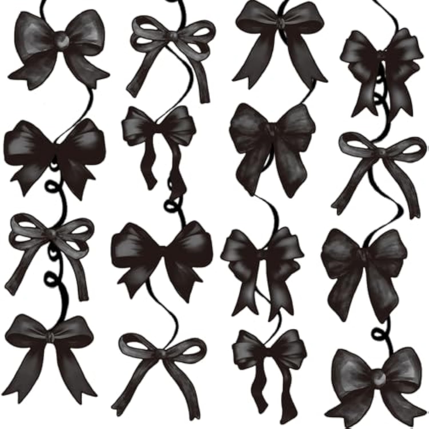 Black Bow Hanging Swirls Black Bows Banner Garland For Shes Tying The Knot Bridal Shower Decor Coquette Theme Birthday Party Decorations