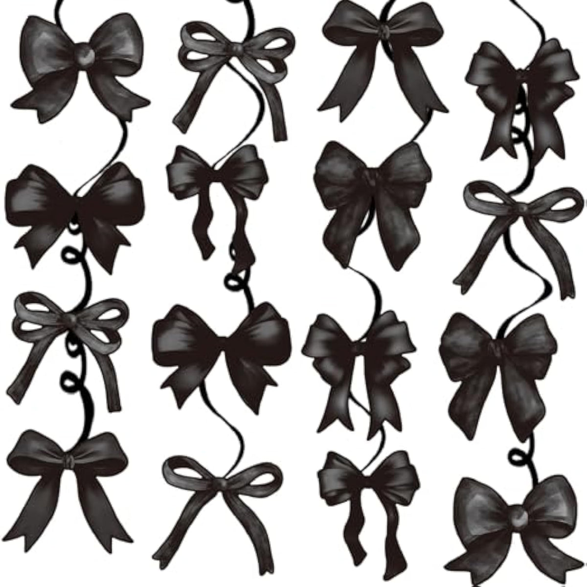 Black Bow Hanging Swirls Black Bows Banner Garland For Shes Tying The Knot Bridal Shower Decor Coquette Theme Birthday Party Decorations