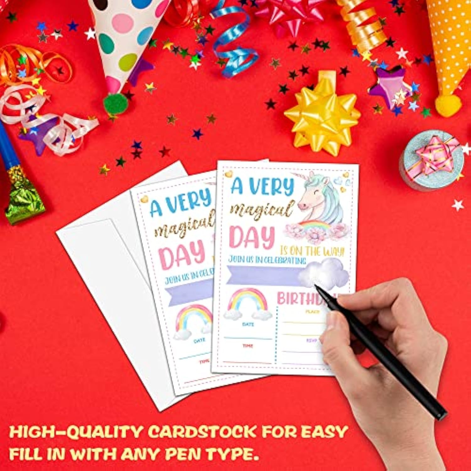 Unicorn Birthday Party Invitation, Magical Unicorn Themed Fill-In Invites For Men & Women, 20 Invitations With Envelopes (4" X 6"), Adults Rainbow Party Favors Decorations And Supplies -28