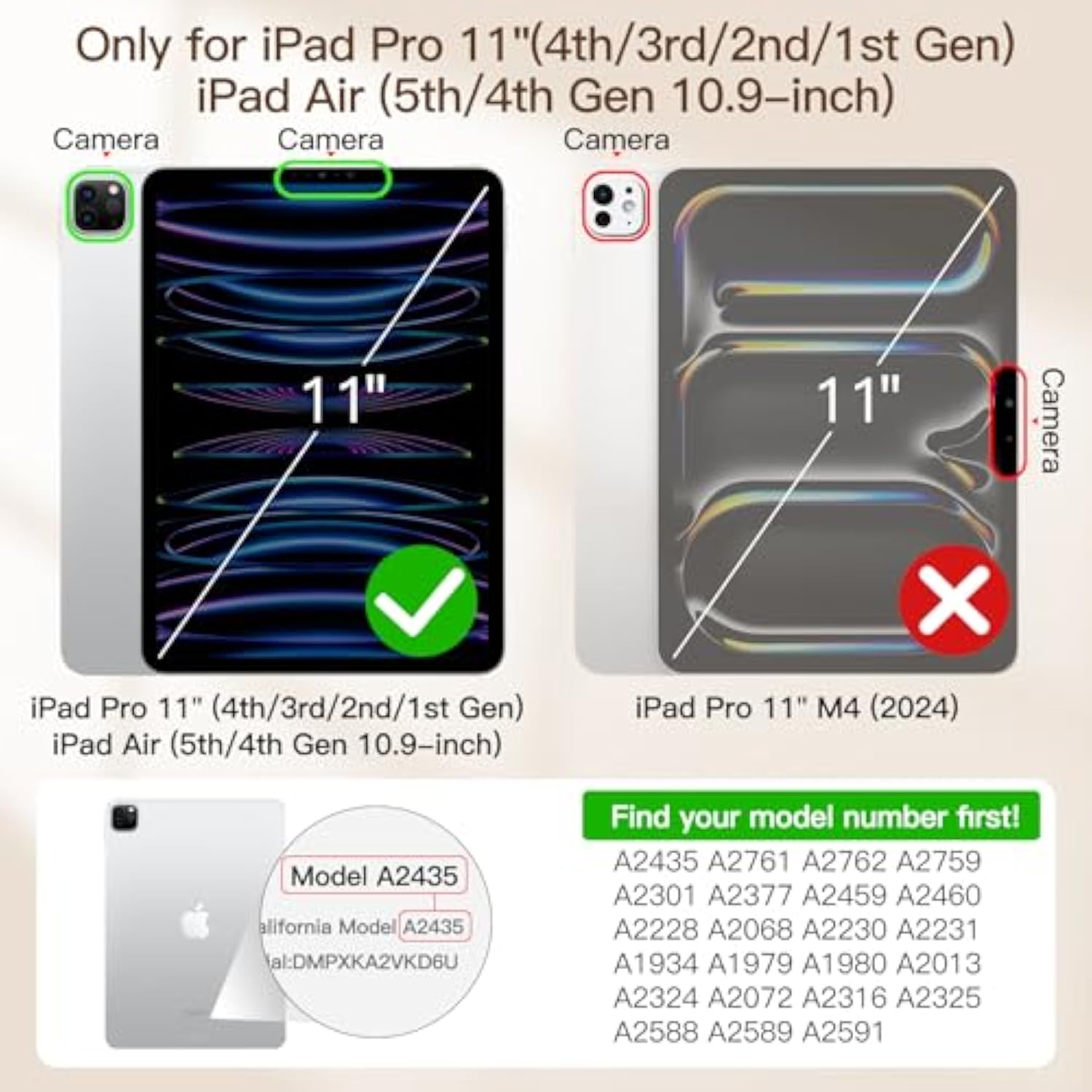 JETech Magnetic Case for iPad Pro 11 Inch All Models, and iPad Air 5/4 (10.9-i