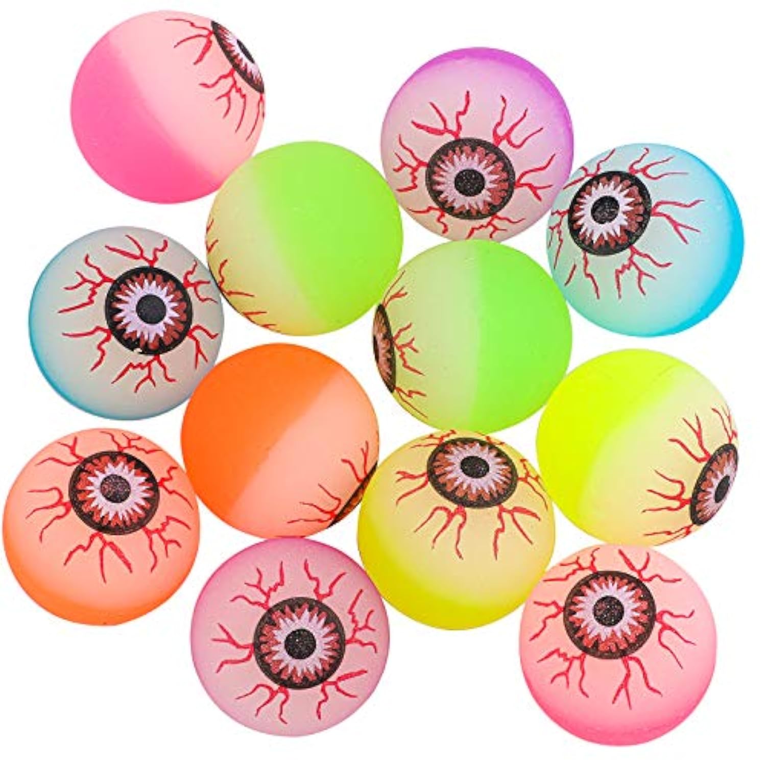 12 Pieces Halloween Bouncing Balls Glow In The Dark Bouncing Eyeballs Halloween Theme Eyeballs For Halloween Favor Supplies