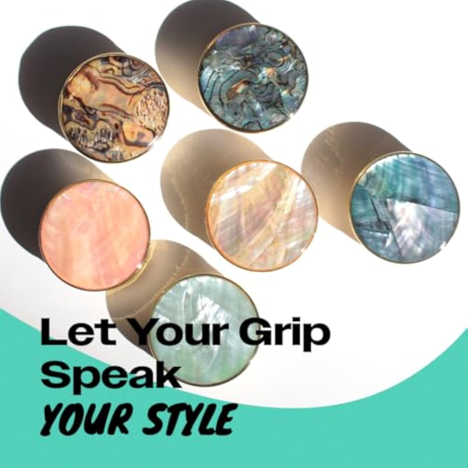 Seashell Design Collapsible Phone Grip Stand for Smartphones & Tablets (Crème)