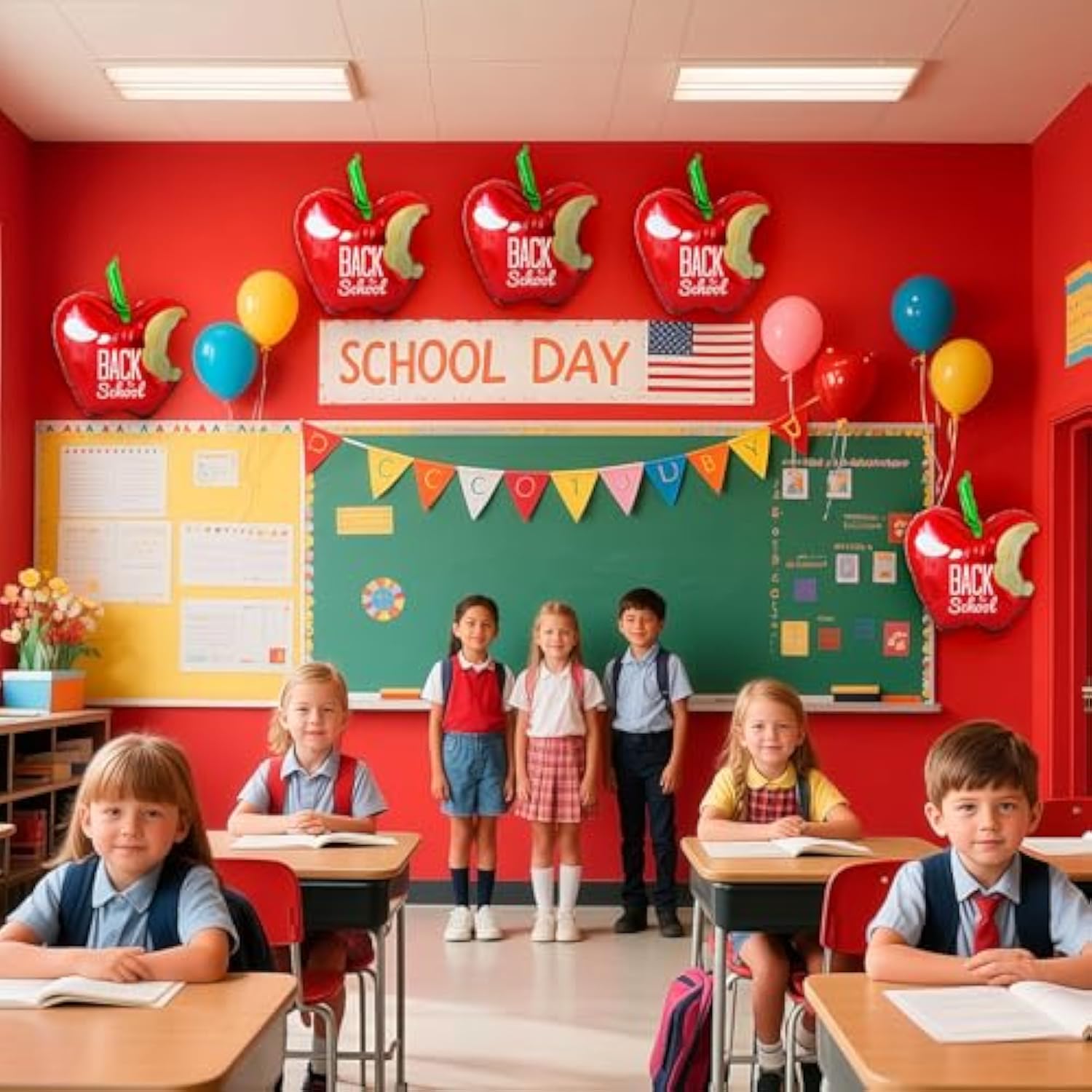 21 Inch Red Apples 5Pcs Giant Large Apples Balloons Balloon Back To School Graduation Party Decorations For Back To School Classroom Photo Prop Birthday Party Favor