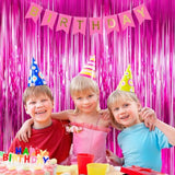 Hot Pink Fringe Curtain Backdrop 2-Pack 3.3x8.2Ft Party Decorations