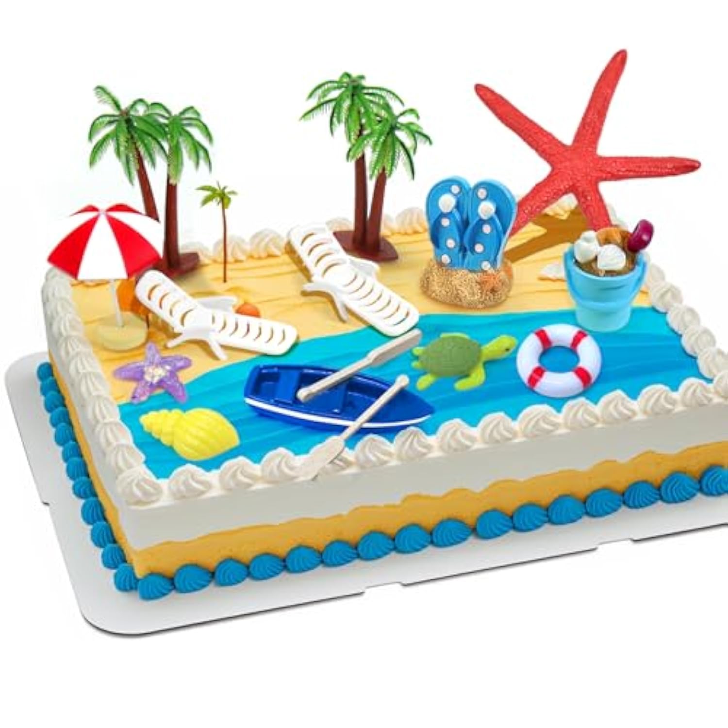 Beach Cake Decorations, 15 Pieces Chair Umbrella Palm Tree Summer Ocean Cake Toppers, Tropical Hawaiian Aloha Luau Theme Decorations For Birthday Baby Shower Wedding Pool Party Decorations Supplies